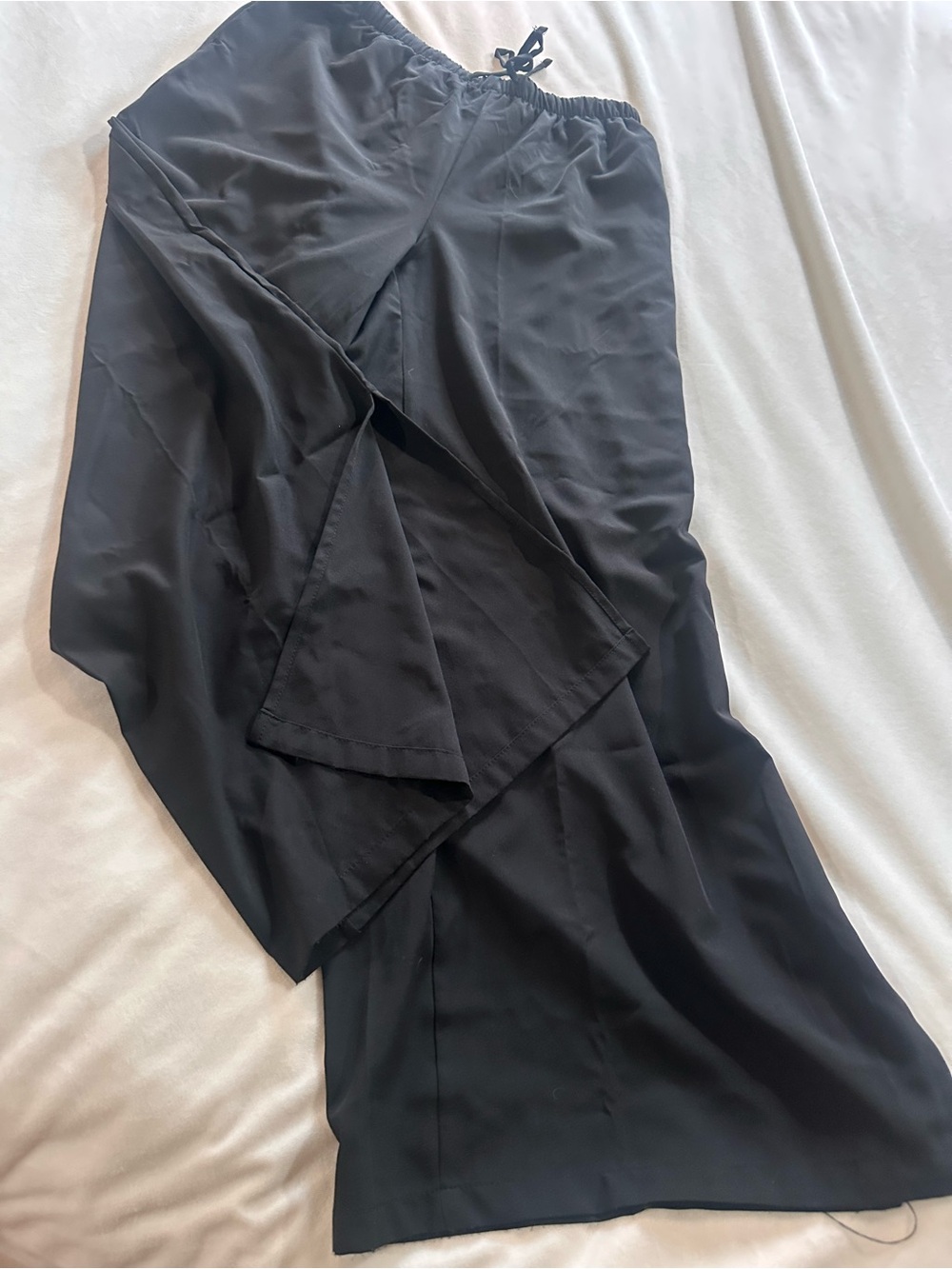 Black Wide Leg Drawstring Pants